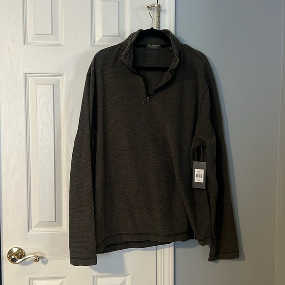 Men’s quarter zip XL brown/black striped - Picture 1 of 3